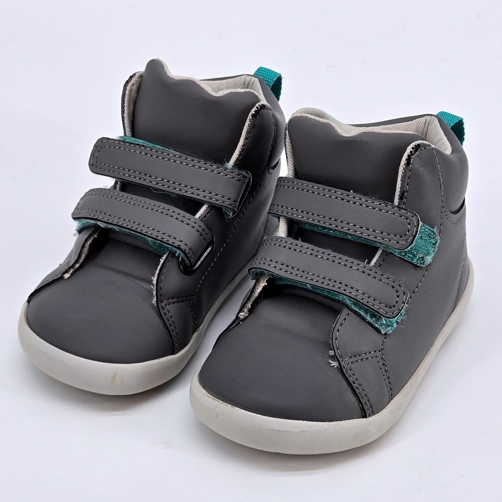 Ten Little Everyday High Top Toddler Kids Size 7 Gray Leather Velcro Sneaker